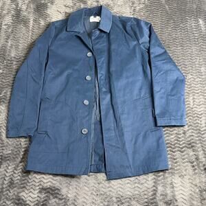 Topman Navy Blue Trench Coat Men's Size Small Cotton Blend Jacket